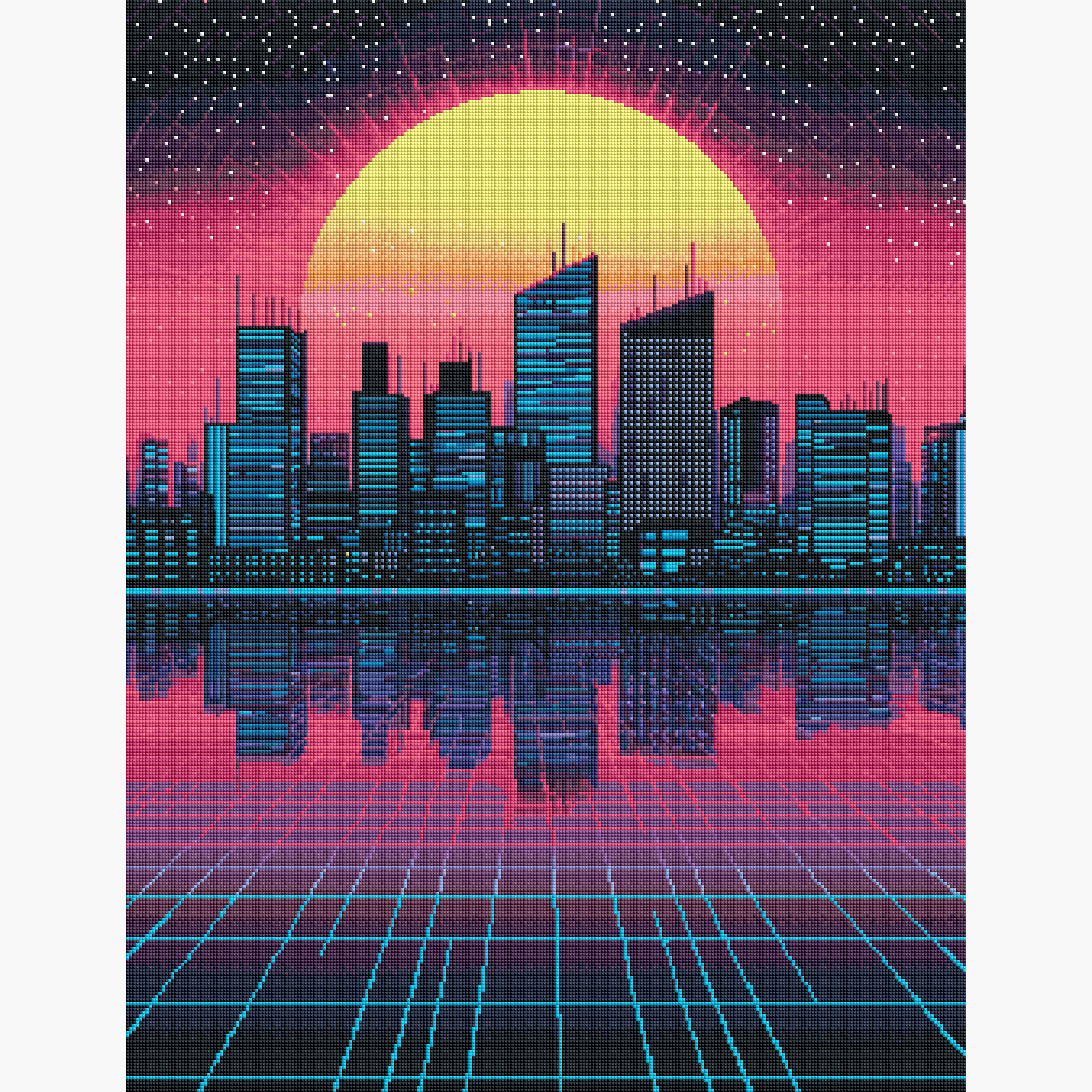 Retro Cityscape Sunset Diamond Painting Kit